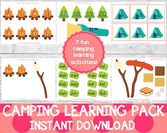 Camping Preschool Learning Activities Pack (Instant Download)