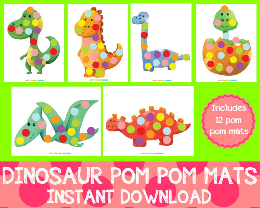 Dinosaur Pom Pom Mats Etsy Dinosaur Pom Pom Mats Etsy