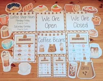Pretend Coffee Shop Kit, Printable Cafe Menu, Bakery Receipts (PDF)