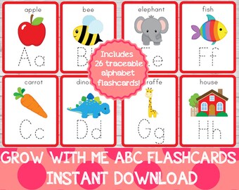 Grow With Me Alphabet Flashcards, ABC Flashcards,