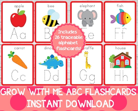 Grow With Me Alphabet Flashcards, ABC Flashcards,