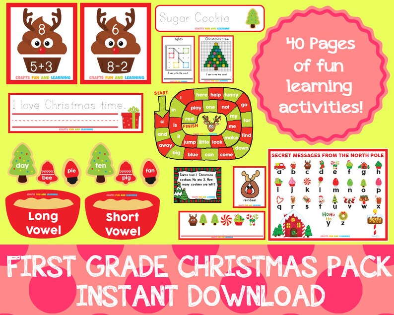 First Grade Christmas Pack Christmas Learning Pack 2.0 Etsy