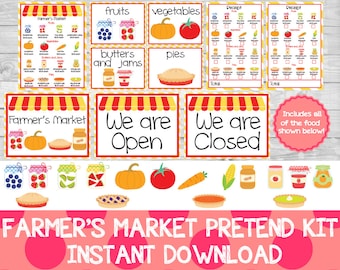 Pretend Farmer's Market Kit, Dramatic Play Printables (Instant Download)