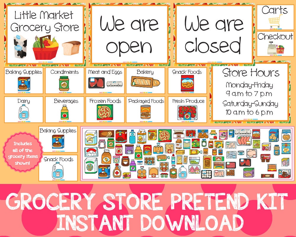 pretend-grocery-store-dramatic-play-store-etsy for Grocery Store Dramatic Play Free Printables Pretend Grocery Store, Dramatic Play Store - Etsy for Grocery Store Dramatic Play Free Printables