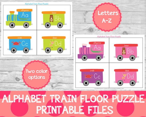 Alphabet Train Floor Puzzle Preschool Printables Learning Etsy