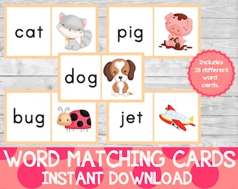 Word Matching Cards, Early Reading Skills (28 Cards)