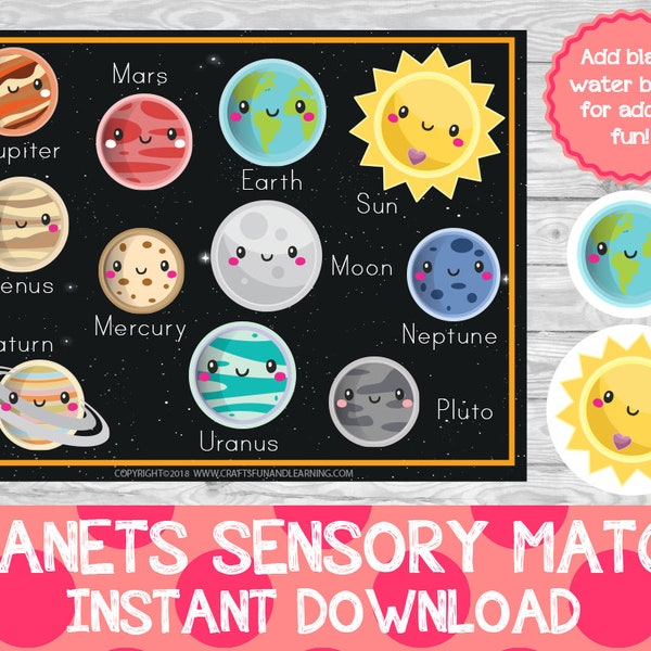 Planets Sensory Match, Planets Look and Find, Space Learning Printables, Space Pack,INSTANT DOWNLOAD