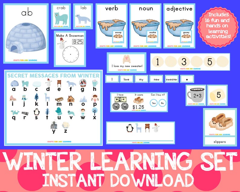 Winter Learning Set, First and Second Grade Learning Set image 1