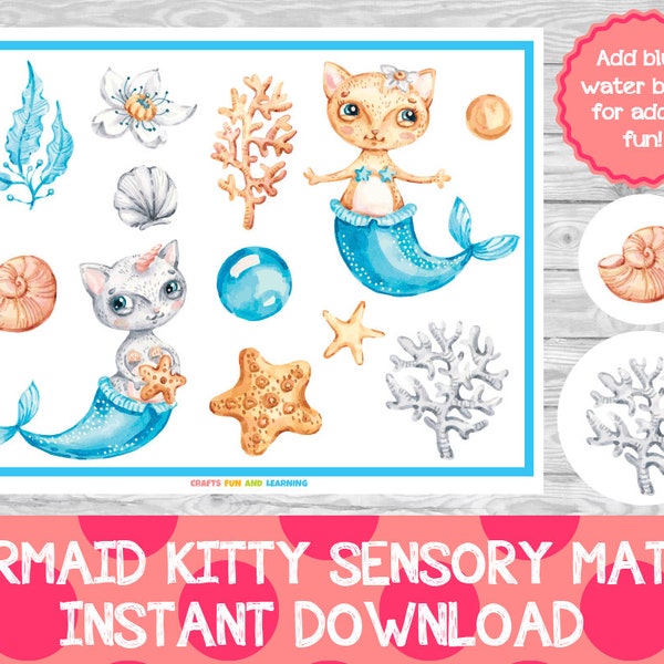 Kitty Mermaid Sensory Match, Kitty Mermaid Sensory Look and Find, Sensory Look and Find