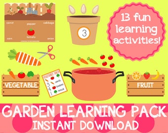 Garden Learning Activities Pack, Preschool Printable (Digital Download)