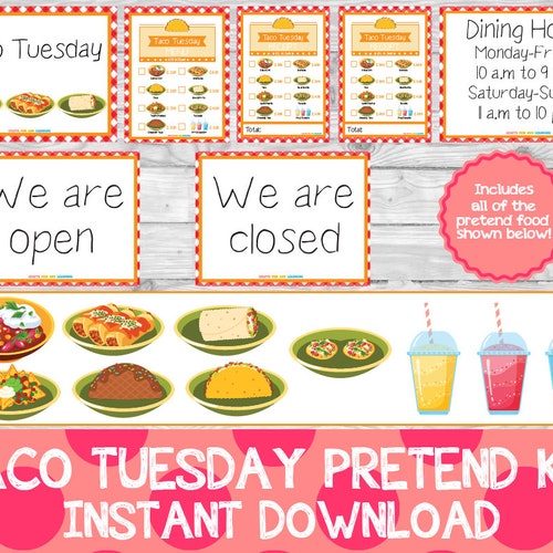 Taco Tuesday Pretend Kit Pretend Tacos Etsy