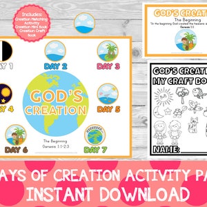 7 Days Of Creation Printable pack, Christian Kids Matching Game, Genesis Bible Activity, Kids Educational Activity