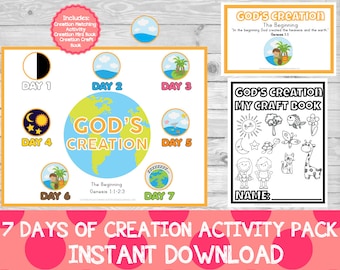 7 Days Of Creation Activity Pack, Christian Kids Matching Game (Digital Download)