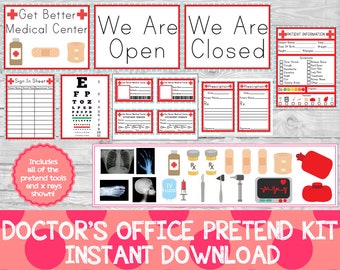 Doctor&#39;s Office Pretend Kit, Pretend Doctor Kit, Doctor Dramatic Play,