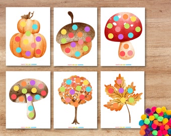 Autumn Pom Pom Activity Mats, Color Learning (Digital Download)