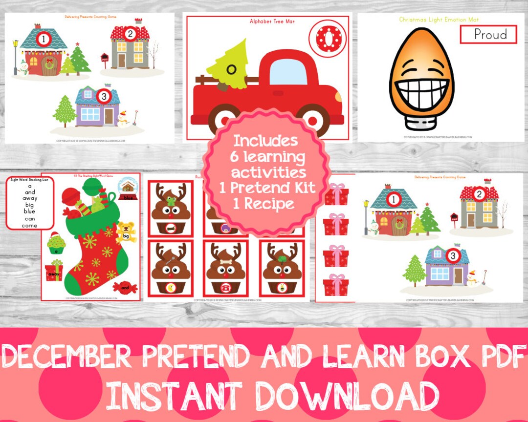 December Pretend and Learn Box PDF Version Christmas Learning Etsy