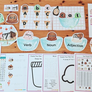 Ice Cream Learning Pack, Learning Printables, Learning Pack, Summer Learning Pack, Summer Printables for Kids,