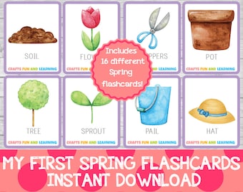 My First Spring Flashcards, Early Learning Printables (Digital Download)