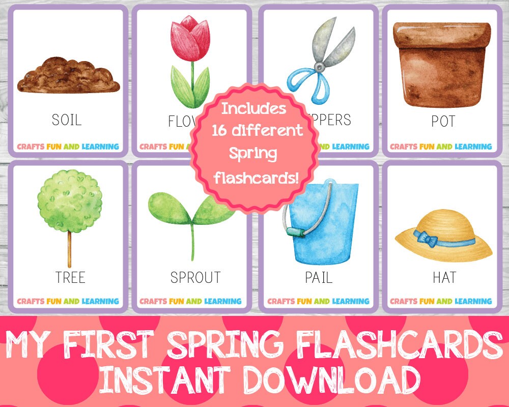 My First Spring Flashcards, Early Learning Printables (digital Download ...