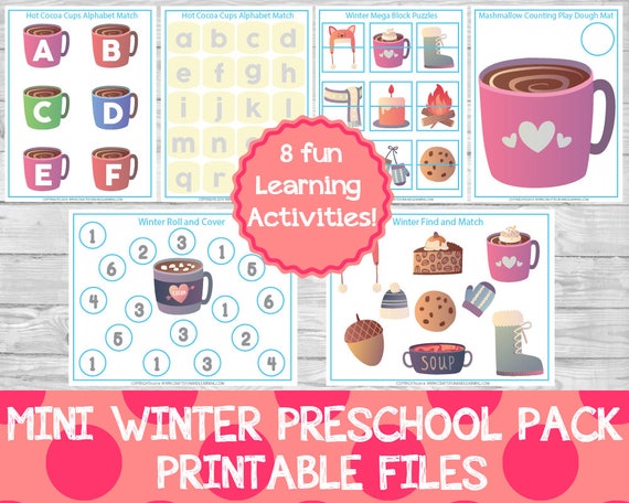 mini winter preschool pack winter preschool activities etsy