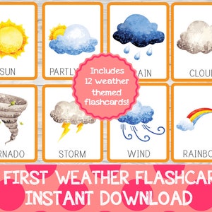 Meu primeiro conjunto de flashcards meteorológicos, Flashcards da natureza, Flashcards meteorológicos