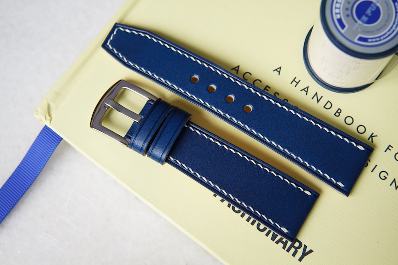 Blue watch band Handmade tapered leather watch strap 17mm Etsy
