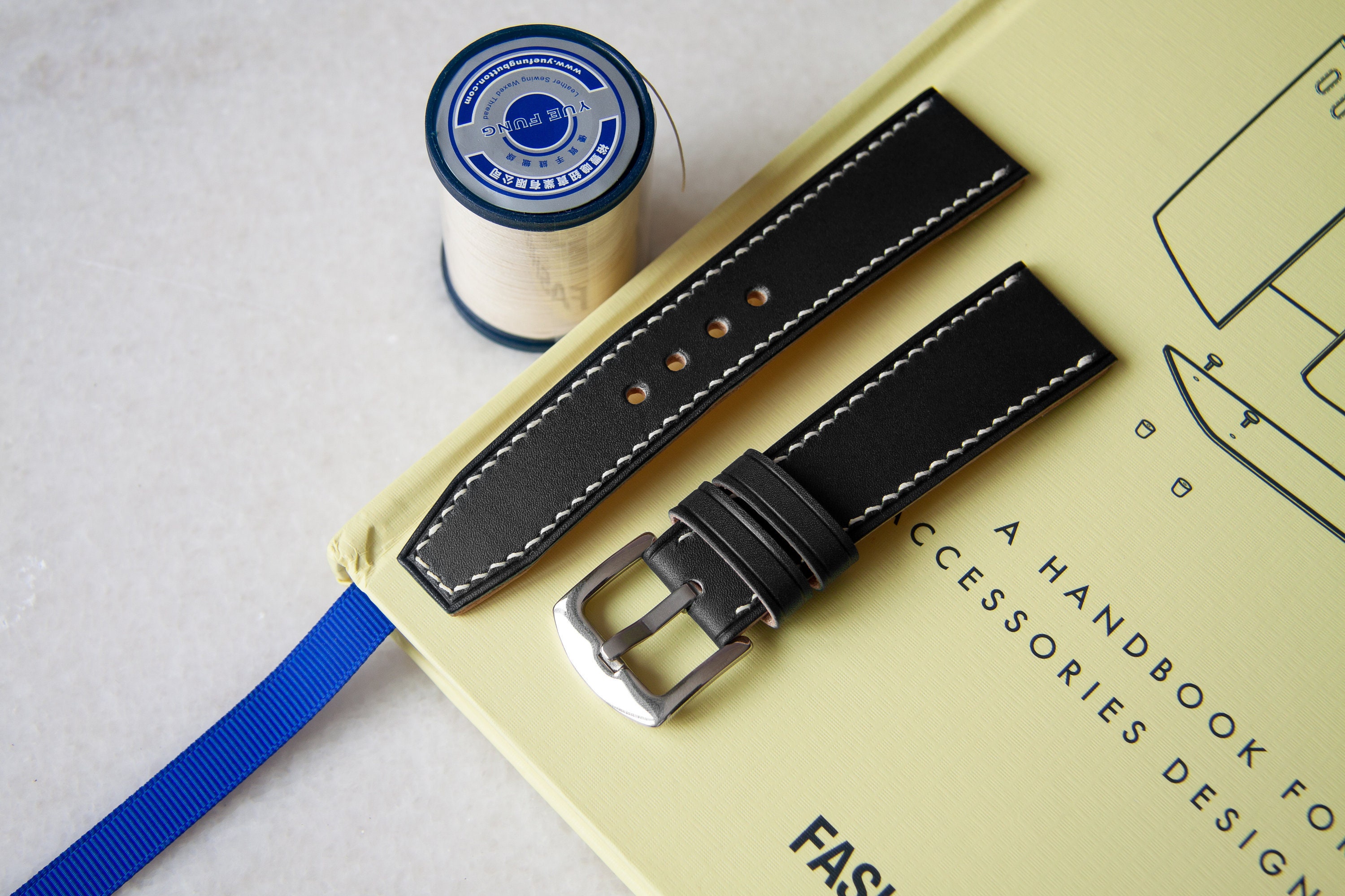 Black leather watch strap Tapered leather watch band 18mm Etsy