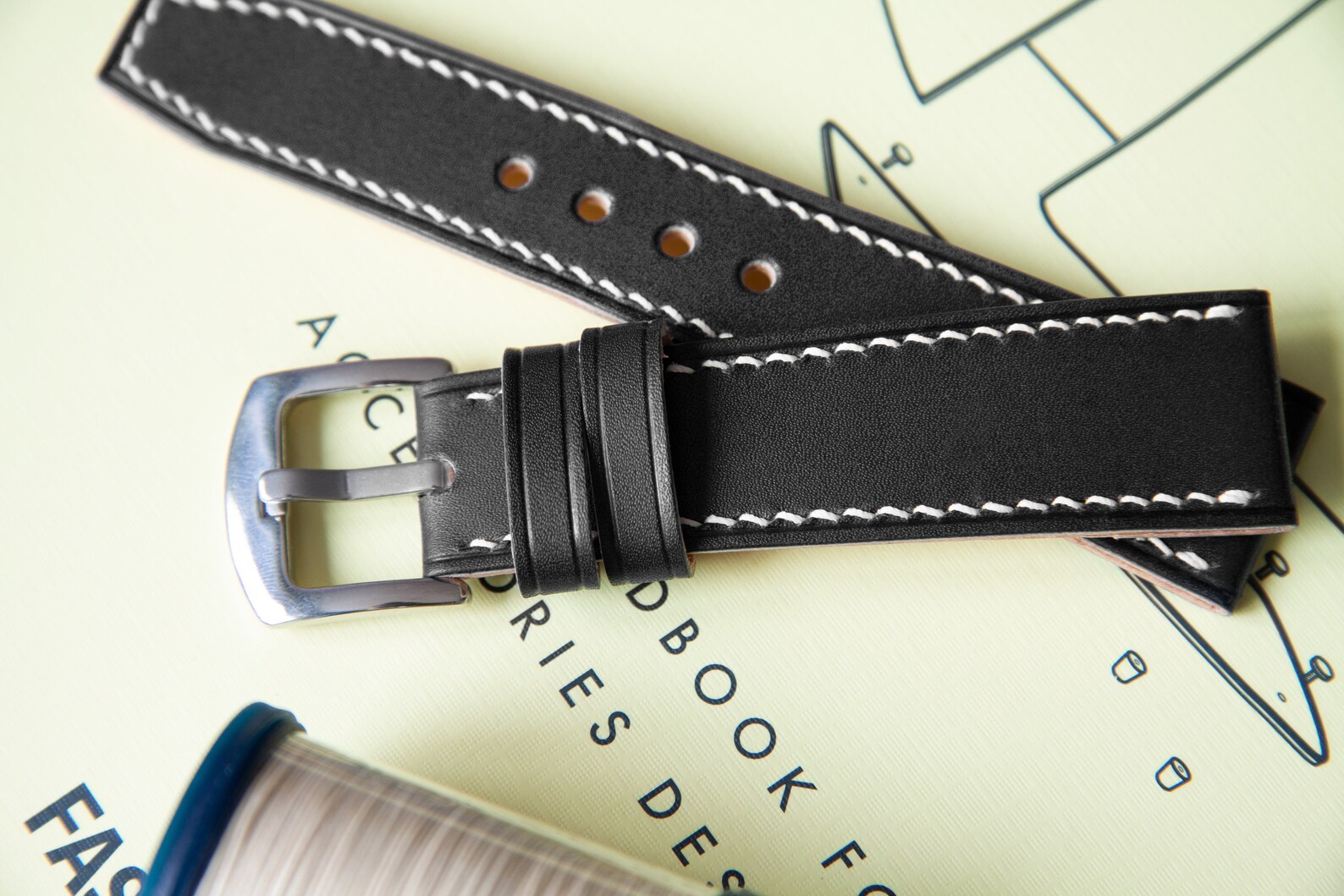 Black leather watch strap Tapered leather watch band 18mm Etsy