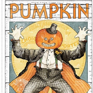 PUMPKIN PATCH Pumpkin Poster Main Panel Halloween J Wecker Frisch - 100% cotton quilting fabric yardage - Riley Blake Designs