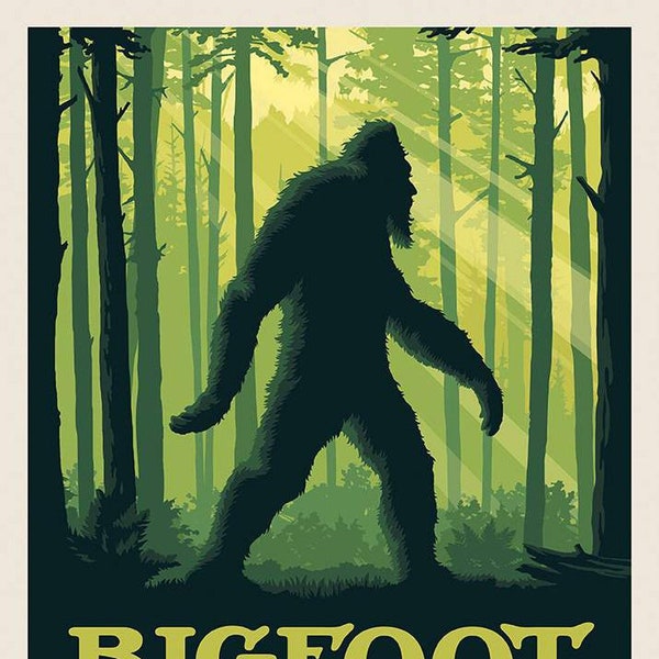 LEGENDS Of the NATIONAL PARKS Bigfoot The Missing Link Fabric Panel - 36" x 42" - cotton quilting fabric - Riley Blake Designs