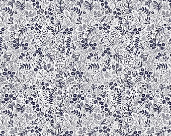 RIFLE PAPER BASICS - Tapestry Lace - Navy Blue - Rifle Paper Co - 100% Cotton quilting fabric yardage - RP500-NA4