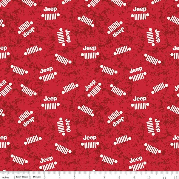 JEEP IN The WILD Red Jeep Trail - 100 % cotton quilting fabric yardage - Riley Blake Designs