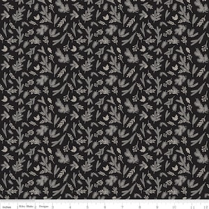 Christmas Delivery - black gray sprigs - Grey Carta Bella for Riley Blake Designs - Christmas - new cotton quilting fabric