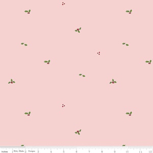 CHRISTMAS With SCAREDY CAT Holly Pink - Christmas - Amanda Niederhauser - 100% cotton quilting fabric; Riley Blake Designs