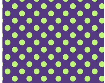 HOMETOWN HALLOWEEN - Dots - Polka Dots - Purple - Lime Green - Kimberbell - 100% cotton quilting fabric yardage