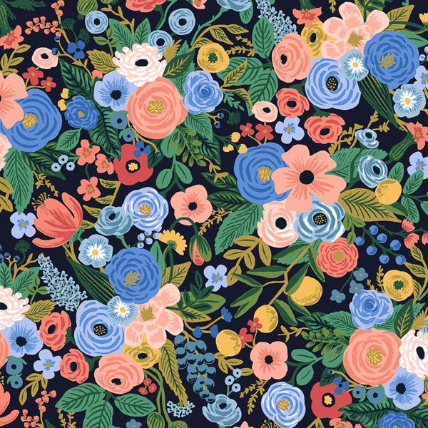 Wildwood - GARDEN PARTY - Navy - garden floral - Rifle Paper Co - #Rp100-na2 new 100% cotton quilting fabric