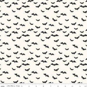 BAD To The BONE - Bats - Off White - Black - My Minds Eye - Halloween - 100% cotton quilting fabric yardage - Riley Blake Designs