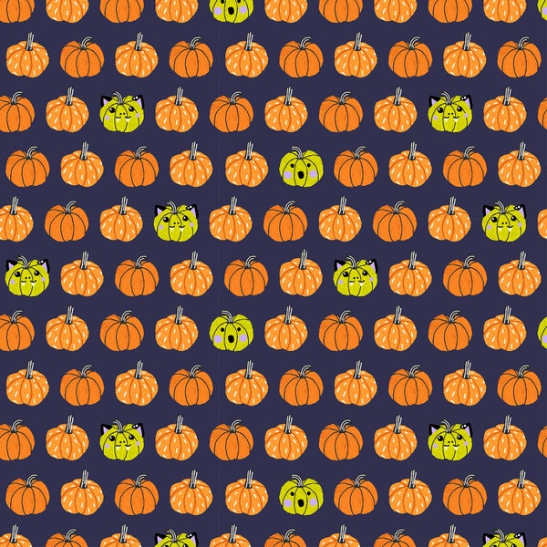 BRING Your OWN BOOS - Carve Away - Urban Legend - Pumpkins - Halloween - Cotton and Steel - cotton quilting fabric yardage