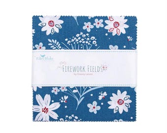FIREWORK FIELDS 5" Charm Pack Stacker Gracey Larson Patriotic 250th Birthday Riley Blake Designs - new 100% cotton quilting fabric In STOCK!