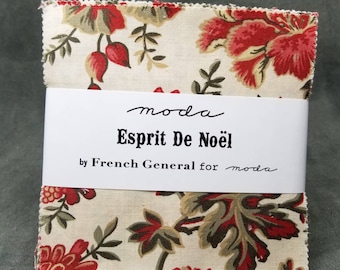 French General Esprit De Noel 42 charms 5" charm pack new cotton quilting fabric