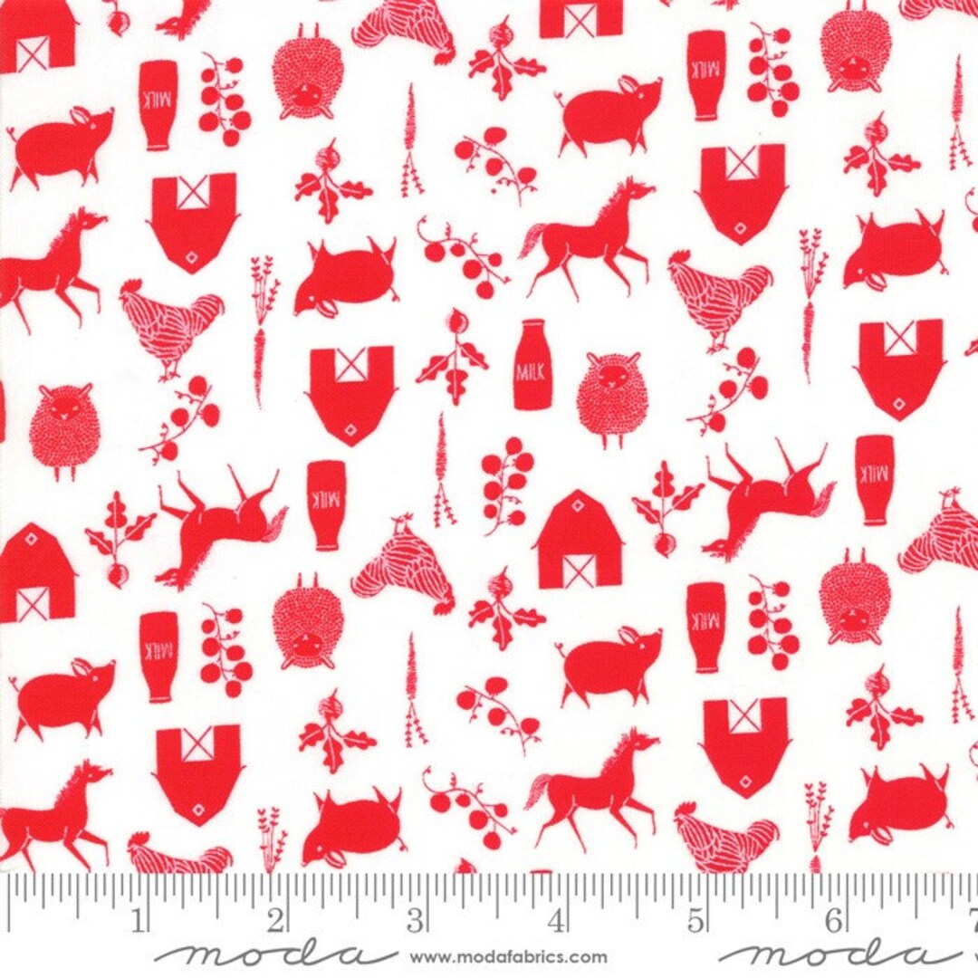 Red Farm Pattern FARM CHARM Rooster Red Farm Charm - Gingiber - White With Red Farm ...