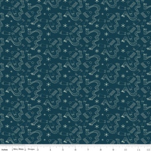 ARRIVAL OF WINTER - Gear - Navy - Sandy Gervais - 100% cotton quilting fabric yardage - Riley Blake Designs