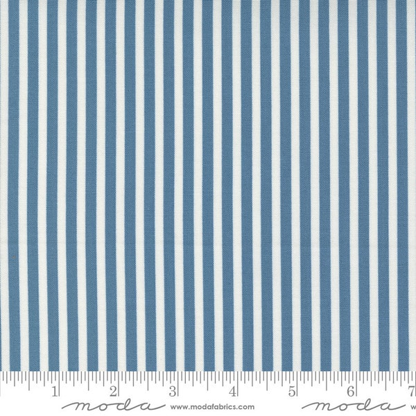 SHORELINE Simple Stripes Medium Blue Camille Roskelley - 100% cotton quilting fabric - Moda Fabric