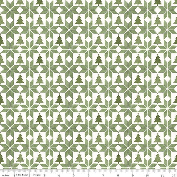 MAGICAL WINTERLAND Patchwork Green Lisa Audit Christmas 100% cotton quilting fabric; Riley Blake Designs