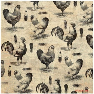 CHICKENS and ROOSTERS - Sand - Black - Springs Creative - 100% cotton quilting fabric yardage