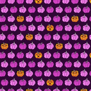 BRING Your OWN BOOS - Carve Away - Plum Shadow - Pumpkins - Halloween - Cotton and Steel - cotton quilting fabric yardage