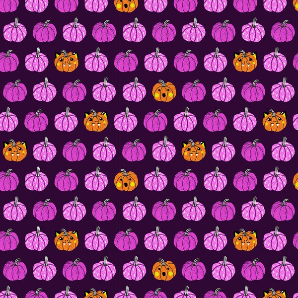 BRING Your OWN BOOS - Carve Away - Plum Shadow - Pumpkins - Halloween - Cotton and Steel - cotton quilting fabric yardage