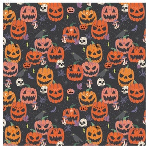 MYSTICAL HALLOWEEN - Scary Pumpkins - Charcoal Black - Halloween - 100% cotton quilting fabric yardage