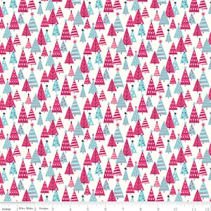 DECK THE HALLS Happy Forest Trees B Christmas - Liberty of London - 100% cotton quilting fabric yardage - Riley Blake Designs