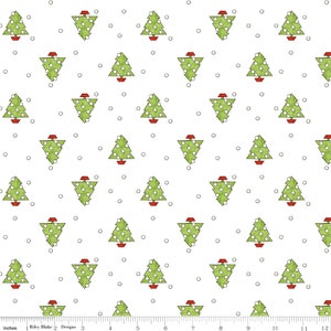 NICHOLAS - Tiny Trees - White - J Wecker Frisch - Riley Blake Designs; Christmas Fabric - 100% cotton quilting fabric